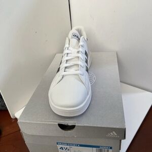 Adidas White and Gray Court Sneakers